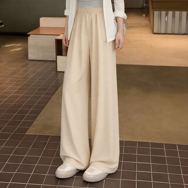 여성 와이드 슬랙스 편한 고무줄바지 루즈핏 핀턱 캐주얼 팬츠