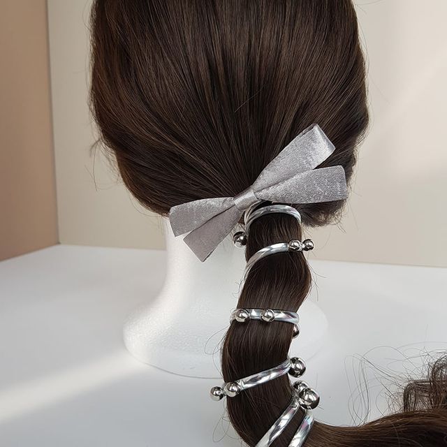 키밍 리본 돌돌이 와이어끈2P 전화선 헤어끈 머리끈