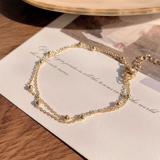 두줄 체인 샤이닝 팔찌 레이어드팔찌 가벼운 팔찌