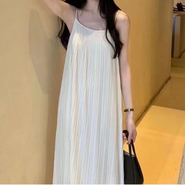 플리츠 여성끈나시 롱원피스 UC-0192