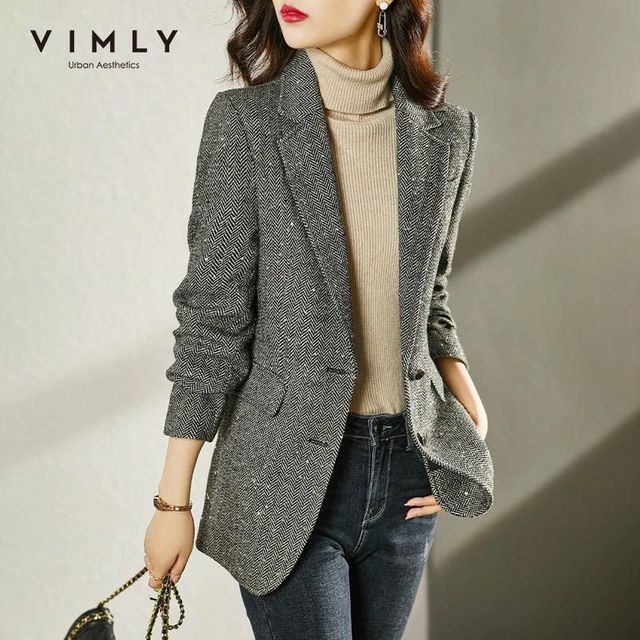 [해외] VIMLY 새로운 블레 이저 자켓 여성 노치 싱글 브레스