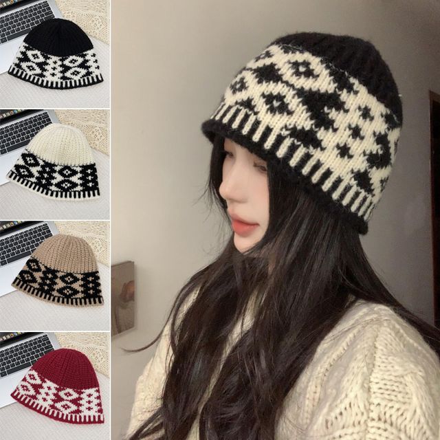 클래식 무늬 벙거지형 비니 EL-1004562