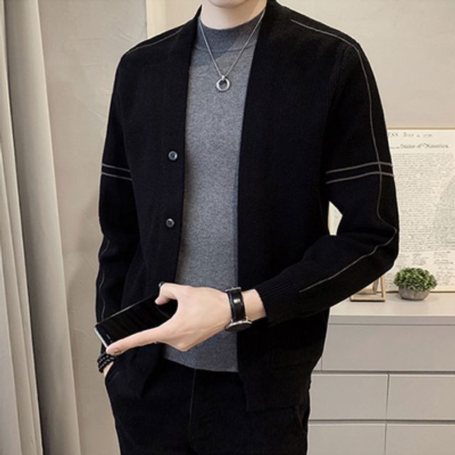 [해외] 2021 신상 트렌드 컬러 카디건 스웨터 코트 남자 트렌
