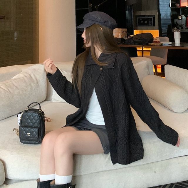 꽈배기 오픈 숄 니트 가디건 LL-1004731