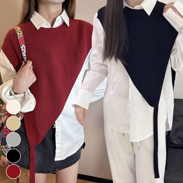 사선 삼각 스트랩 케이프 EL-1003433