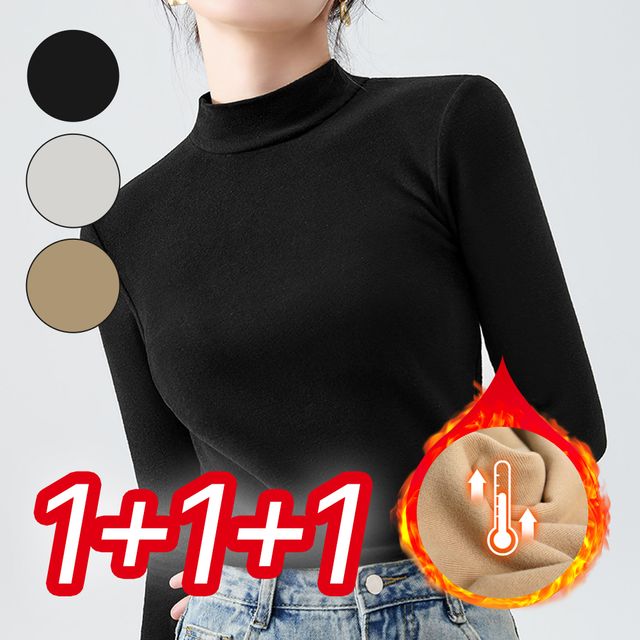 여자 반목티 봄 가을 겨울 기모 이너 폴라 티셔츠 3P