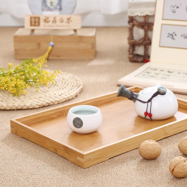 사각 손잡이 우드트레이 카페 대나무 원목 나무 쟁반