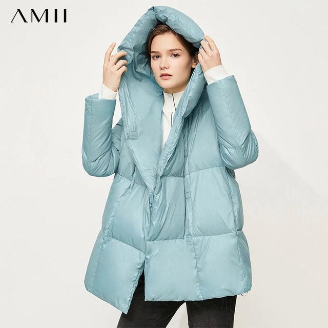 [해외] Amii Minimalism 겨울 코트와 재킷 여성 패션 후드 화