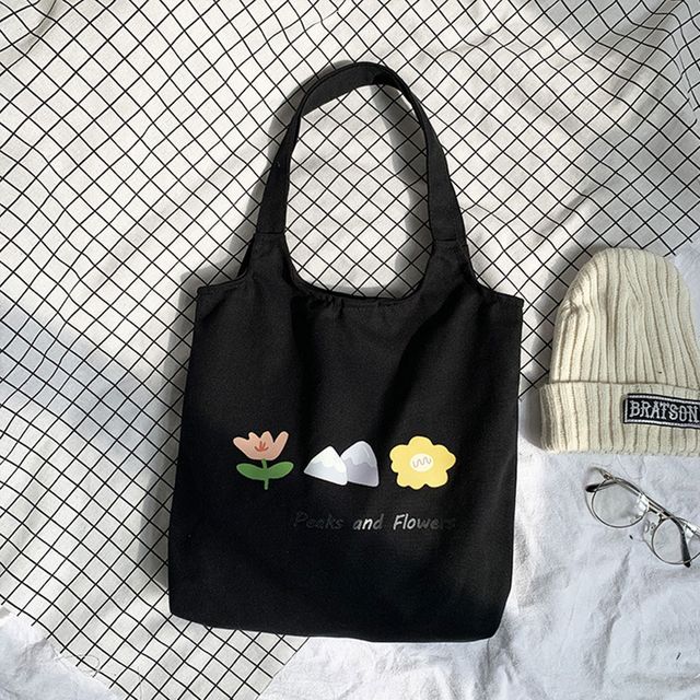 심플 프린팅 에코 캔버스 숄더백 DK-1004027