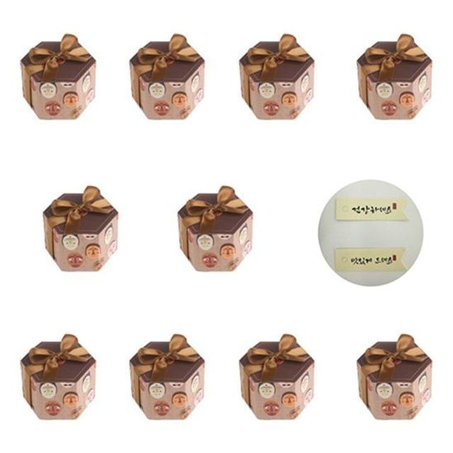 꽃무늬 접이식 육각형 선물박스 10p 명절 포장용