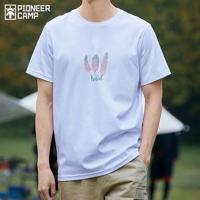 [해외] Pioneer Camp-캐주얼 티셔츠 남성용 면 깃털 프린