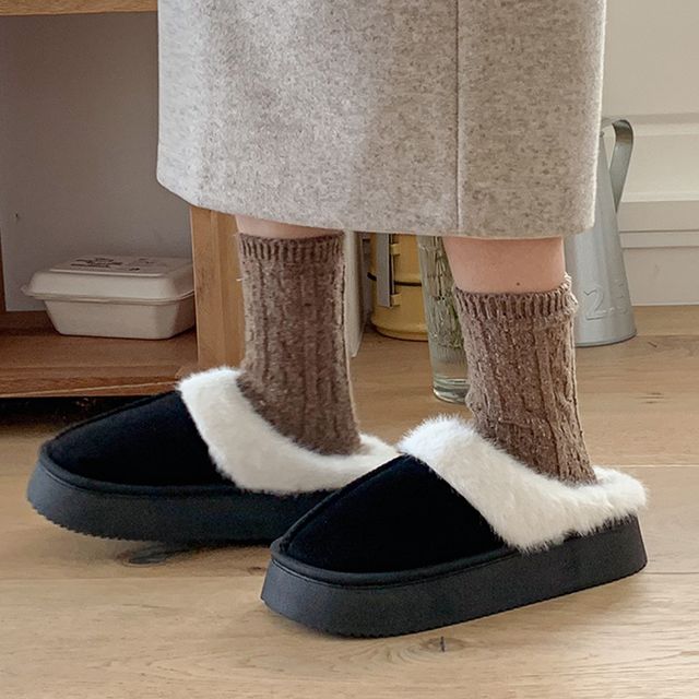 레인메이트 겨울 방한 털 통굽 슬리퍼 실내화