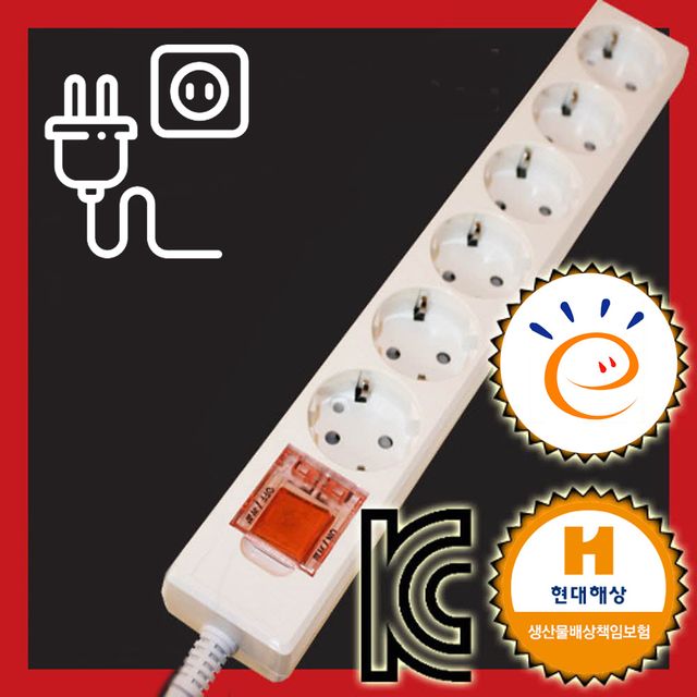 메인스위치형 멀티탭 멀티텝 6구 2호 1.5M