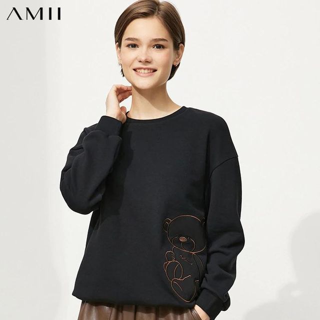 [해외] Amii 미니멀리즘 스웨터 여성용 캐주얼 베어 시리즈 O