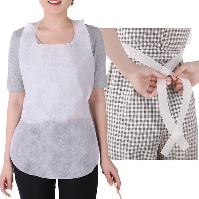 장만A707 일회용 부직포 끈달린 앞치마 10매 방수 주방용 미술 작업용 압치마