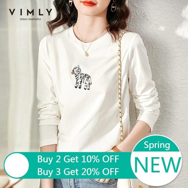 [해외] VIMLY 긴 소매 티셔츠 여성의 봄 2022 새로운 패션 코