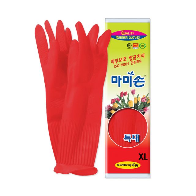 마미손 특대 레드 고무장갑 김장용 김치담기용