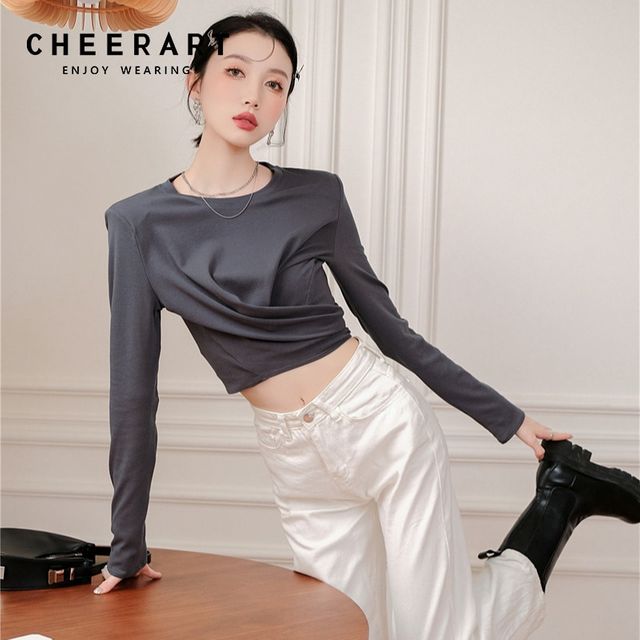 [해외] CHEERART 긴 소매 자르기 가기 가을 2021 여성 패션