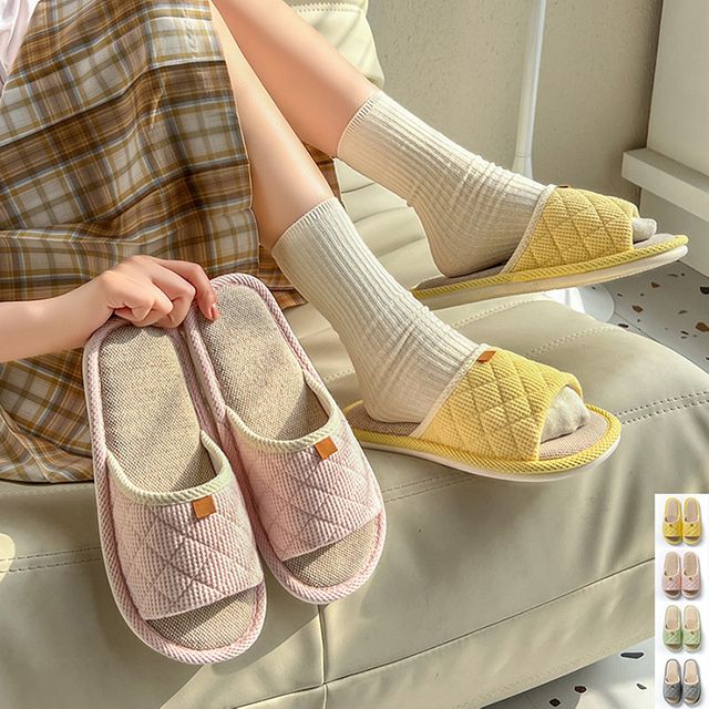 와플 린넨 실내화 슬리퍼 거실화 하우스 커플 남여