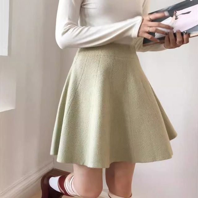 하이웨스트 심플 플레어 A라인 미니 스커트 SWC-1007268