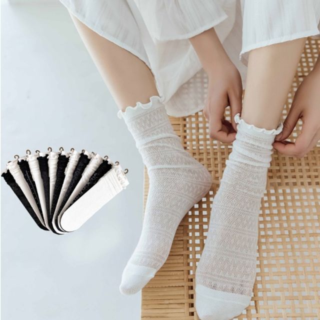 레이스 패턴 포인트 양말 망사 프릴 시스루 여름 양말