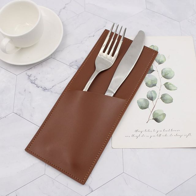 가죽 수저 수납 파우치 호텔 식기 보관 가방 정리 포켓