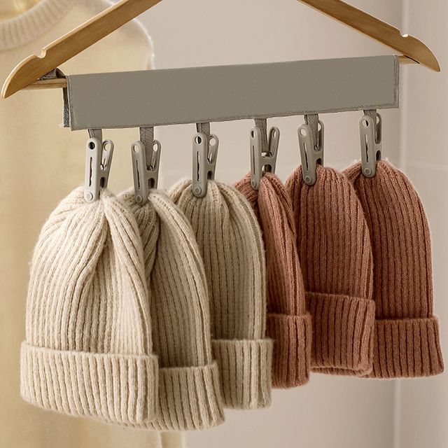 장만A734 휴대용 빨래집게 클립걸이 6구 찍찍이부착 옷걸이 바지걸이 모자걸이