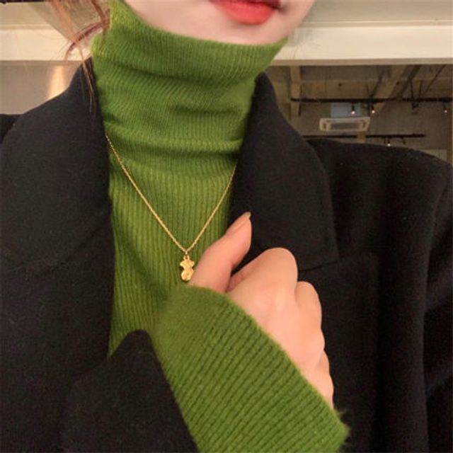 [해외] 하이넥 캐시미어 카디건 여성 스웨터 가을 겨울 신상
