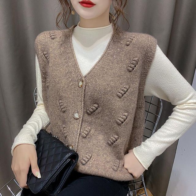 [해외] 여성 V넥 니트조끼 스웨터 패션조끼