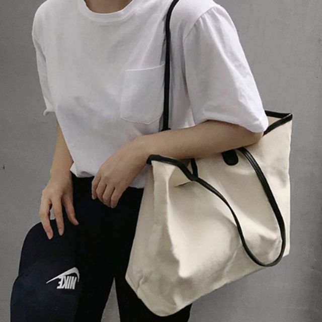 배색 캔버스 여성 숄더백 OSM-1006749