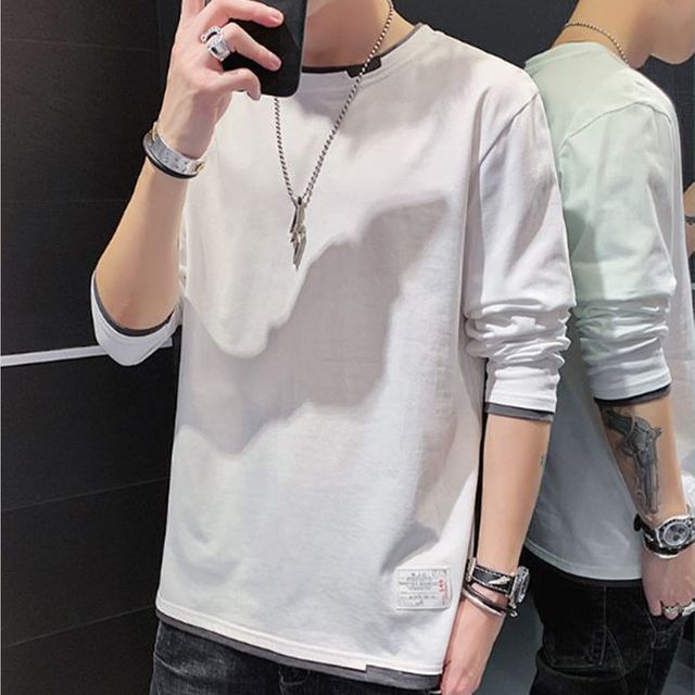 남자 캐주얼 라운드넥 티셔츠 남성티 긴팔 빅사이즈