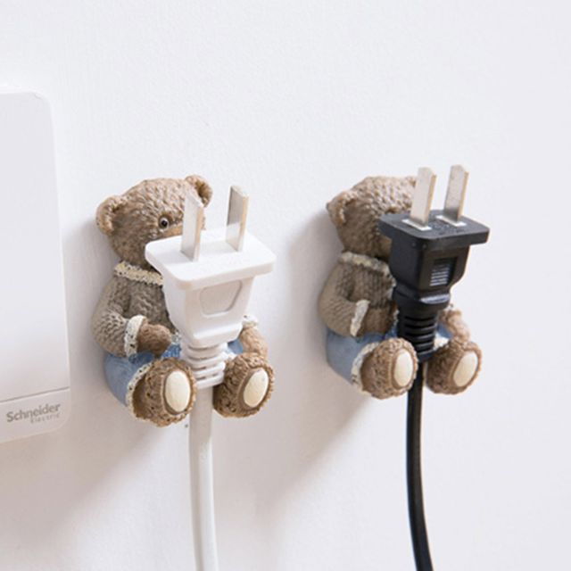 곰돌이 콘센트 전선정리 플러그 후크 걸이