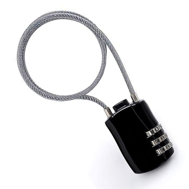 미니 3자리 다이얼 비밀번호 자전거 와이어락 자물쇠