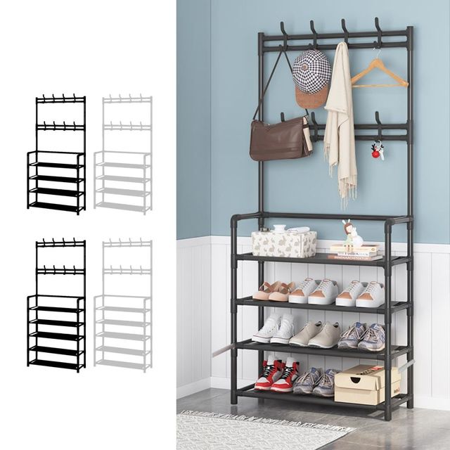 다용도 조립식 스탠드 행거 코너 옷걸이 신발장