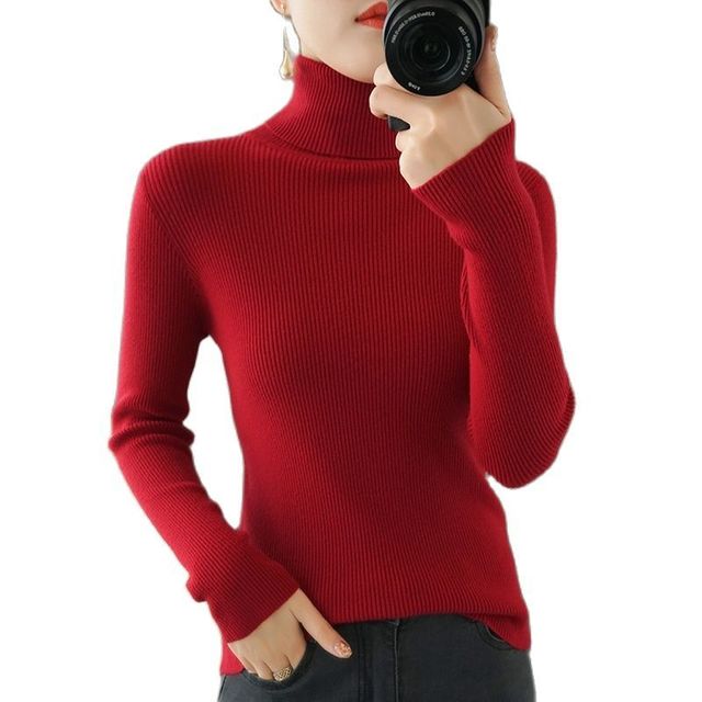 [해외] 가을 겨울 새로운 여성 스웨터 울 니트 높은 칼라