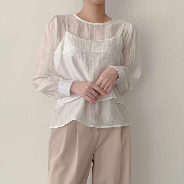 퍼프 블라우스 나시 세트 JSD-1007170