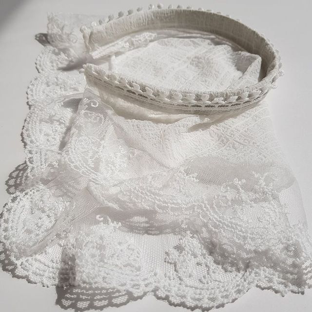 레이스 메쉬 삼각 스카프 헤어밴드 여성용 머리띠