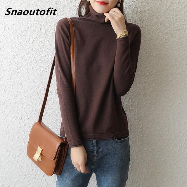 [해외] Snaoutofit 새로운 반 높은 목 바닥 셔츠 여성 스웨