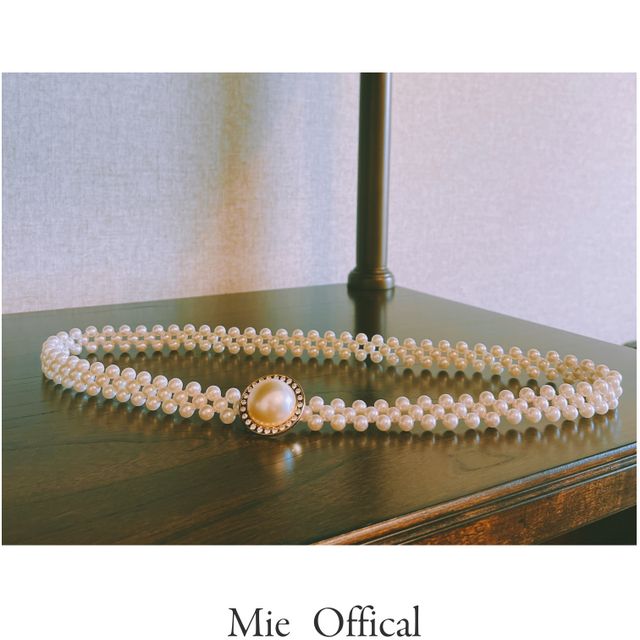 [해외] 진주 허리 체인 여성 큰진주 다이아몬드 장식 벨트