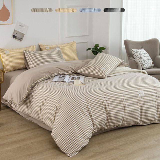 부드러운 체크 패턴 사계절 침구 4종 세트 이불커버 베딩세트
