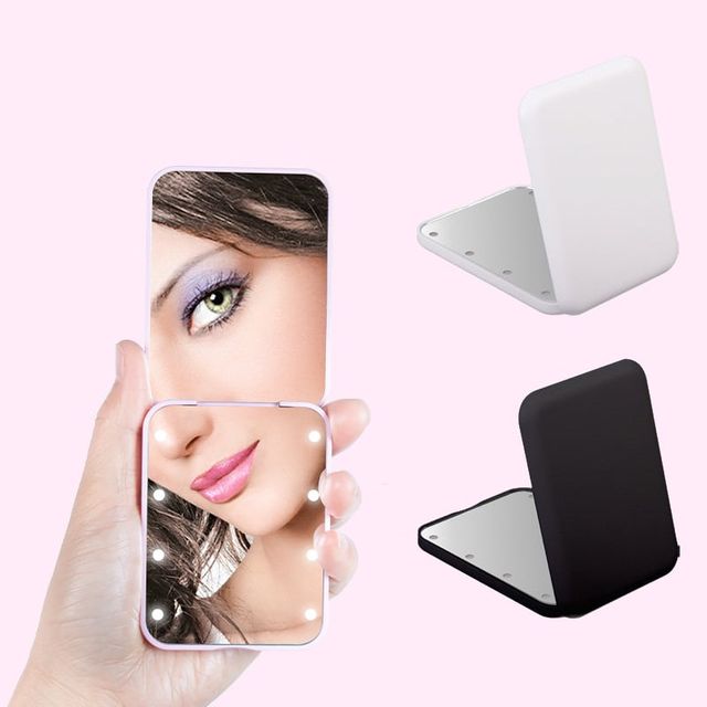 LED 화장 휴대거울 뷰티 메이크업 접이식 양면 확대