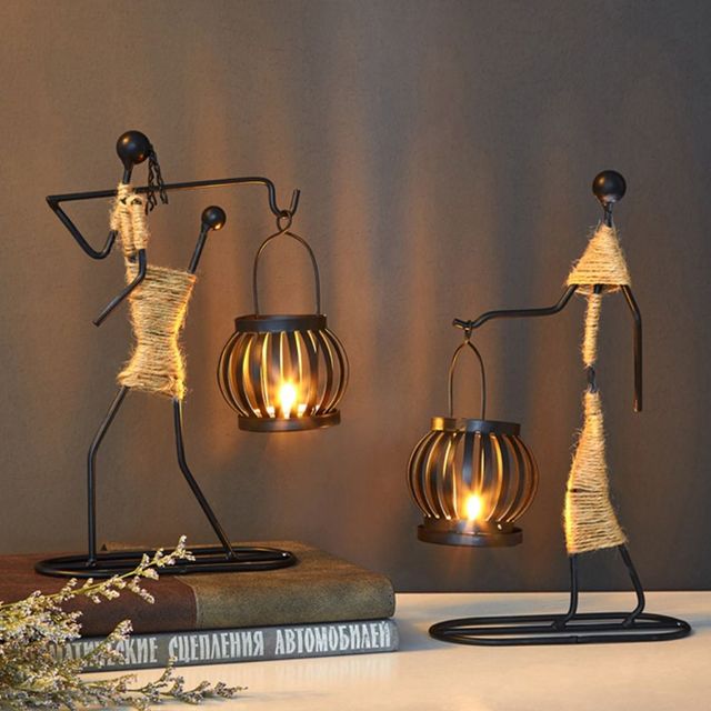 메탈 도금 인형 촛대 캔들 홀더 인테리어 장식품