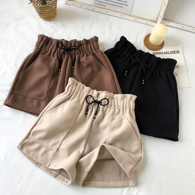 키밍 A라인 모직 반바지 밴딩 숏 팬츠 여성 데이트룩
