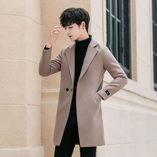[해외] 남성 가을겨울 모직코트 미디기장 슬림핏 코트