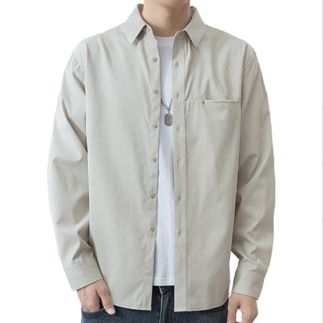 남성 루즈핏 긴팔 캐주얼 셔츠 솔리드 디자인
