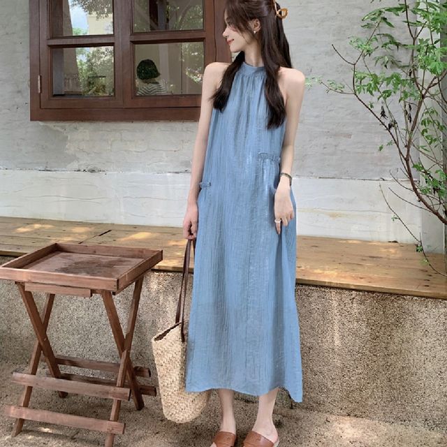 민소매 홀터넥 원피스 LL-D179