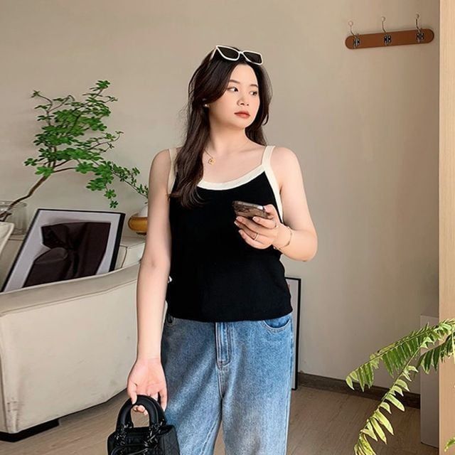 썸머 배색 나시 이너 베이직 데일리 민소매 빅사이즈