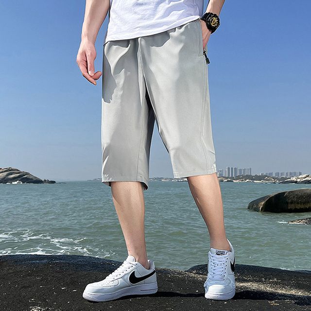 남자 밴딩 반바지 7부 트레이닝 운동복 하프팬츠