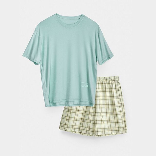 모달 소재 커플 홈웨어 반팔 바지세트 실내복 파자마