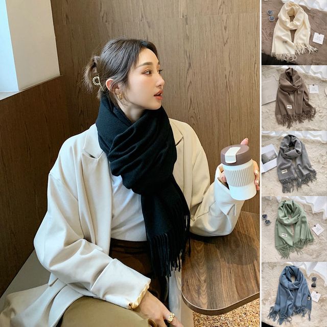 캐시미어 솔리드 대폭 머플러 ELS-013